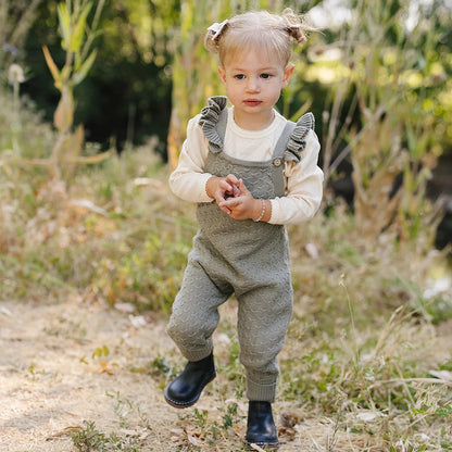 Green Ruffle knit Overalls | Mebie