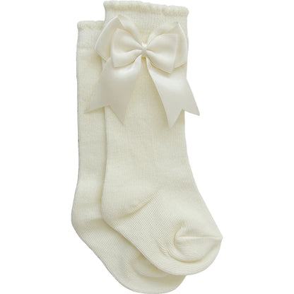 High Rise Bow Socks Cream | Mebie