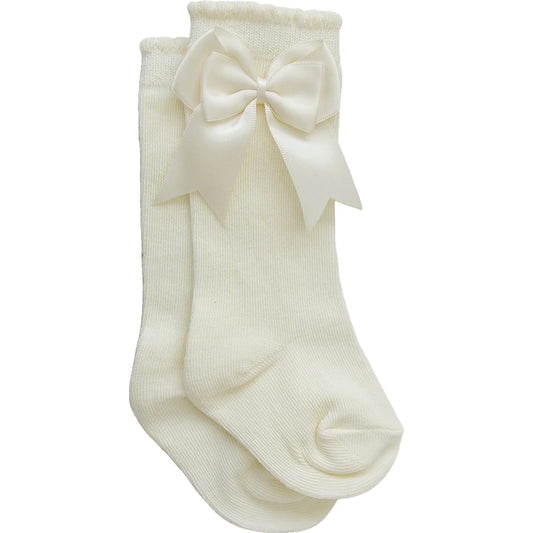 High Rise Bow Socks Cream | Mebie
