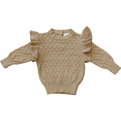 Toffee knit Ruffle Sweather | Mebie