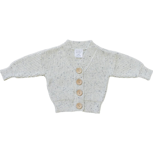 Heathered Grey Chunky Knit Cardigan | Mebie