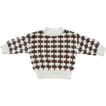 Brown + Cream knit Sweater | Mebie