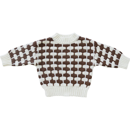 Brown + Cream knit Sweater | Mebie