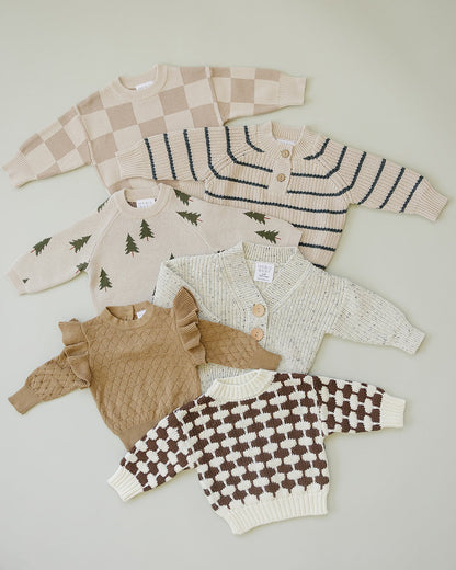 Stripe Button Knit Sweater | Mebie