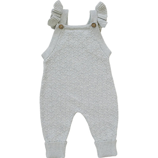 Grey Ruffle Overalls | Mebie