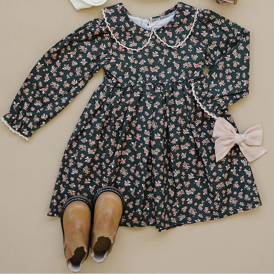 Robe olive floral | Mebie Baby