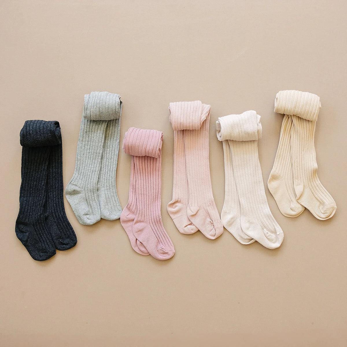 Ribbed Tights Beige | Mebie