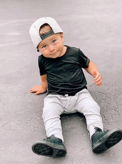 Bamboo Pocket Tee Black | Little Bipsy