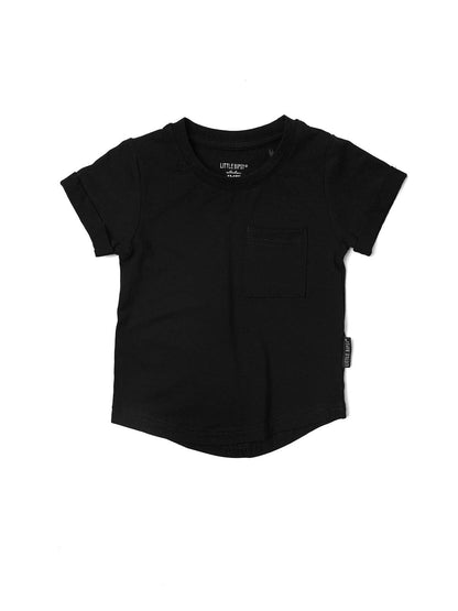 Bamboo Pocket Tee Black | Little Bipsy