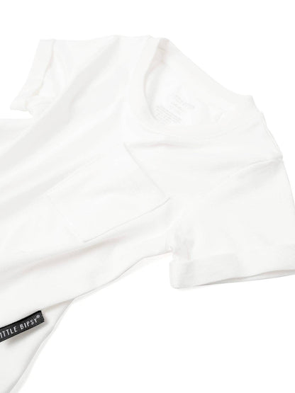 Bamboo Pocket Tee Off White | Little Bipsy