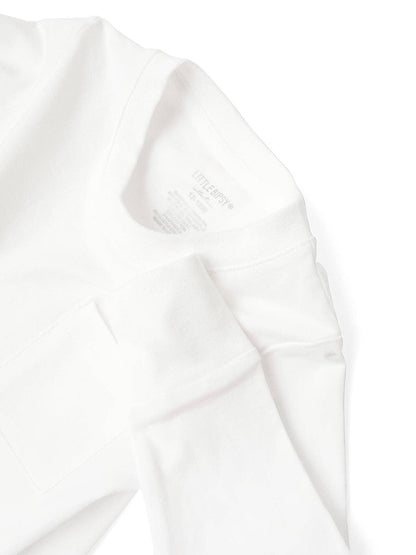 Long Sleeve Pocket Tee White | Little Bipsy