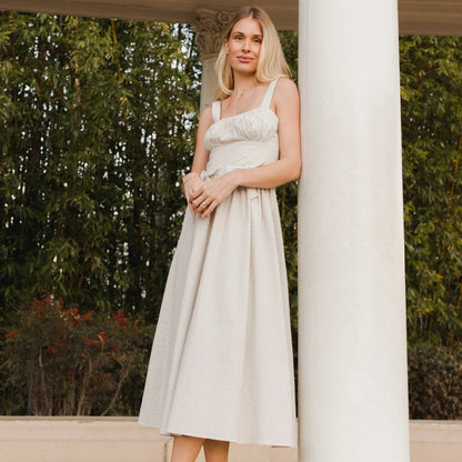 Robe Betsy rayures sauge | Noralee