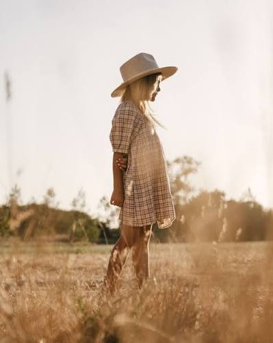 SH | Rylee + Cru Mocha plaid Gretta dress 2-3Y