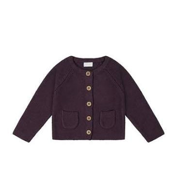Simple Cardigan Blackberry 5Y | Jamie Kay