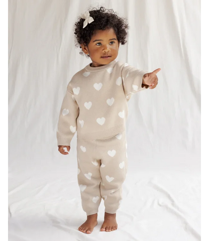 Heart Knit Sweater Oat | Quincy Mae