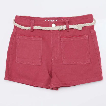 Raspberry denim shorts | Coniglio